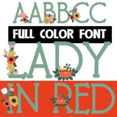lady in red color font