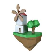 lowpoly cartoon island wind mill