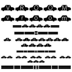 vroom vroom car and road font