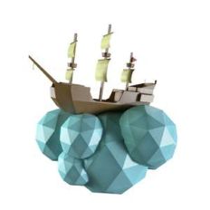 lowpoly wall flying pirate ship