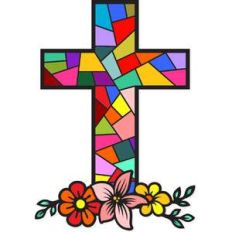 floral stained glass cross