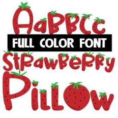 strawberry pillow color font
