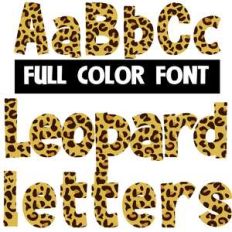leopard letters color font