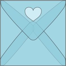 square heart window envelope