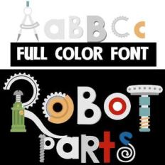 robot parts color font