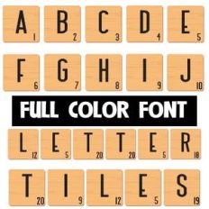 letter tiles color font