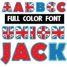union jack color font