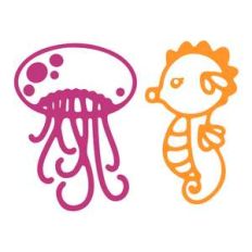 underwater animals - jellyfish and seahorse