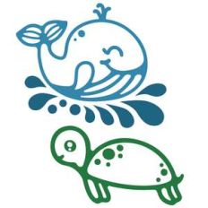 underwater animals - whale and turtle