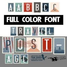 travel postage color font