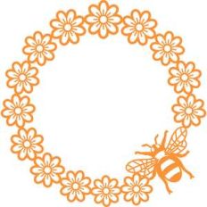 bee and flowers circle frame