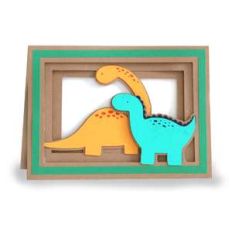 little boy dinosaurs shadow box card