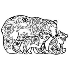 mother bear and cubs floral mandala