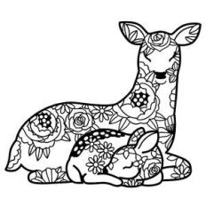 mother deer and fawn floral mandala
