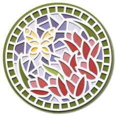 stained glass tulips with butterflies