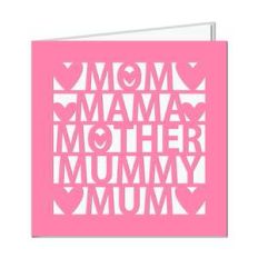 mother words cut out card