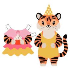 birthday tiger paper doll