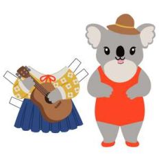 koala with guitar paper doll