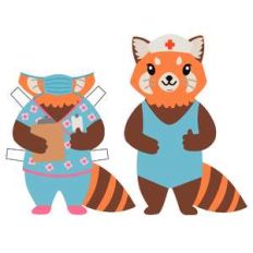 red panda nurse paper doll