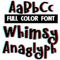 whimsy anaglyph color font