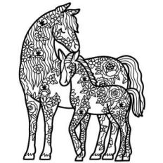 mother horse and foal floral mandala