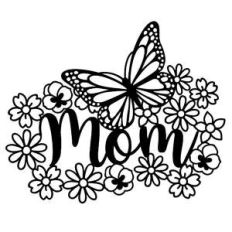 mom monogram with butterfly and flowers