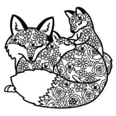 mother fox and babies floral mandala