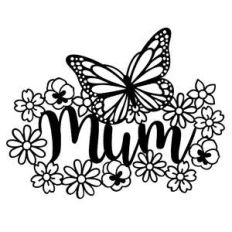 mum with butterfly and flowers
