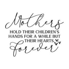 mothers hold their children's hands for a while