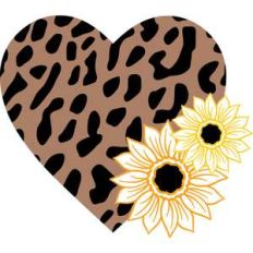 leopard print heart sunflower