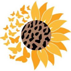 leopard print sunflower and butterflies