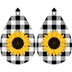 sunflower buffalo plaid earrings