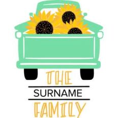 sunflower truck family porch sign