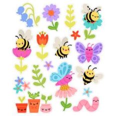 kawaii bee butterfly and flower stickers