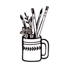 brushes in a mug