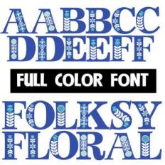 folksy floral color font