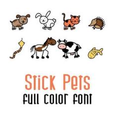 stick pets full color font