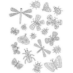 butterfly, bee and beetle coloring stickers