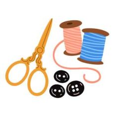 sewing scissors and thread