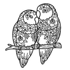 love birds tropical flowers mandala
