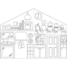 coloring book paper dollhouse kitchen