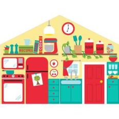 paper dollhouse kitchen