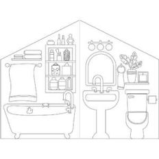 coloring book paper dollhouse bathroom