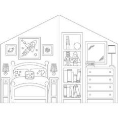 coloring book dollhouse space bedroom