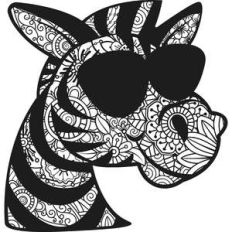 zebra with sunglasses mandala zentangle