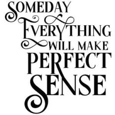 someday everything will make perfect sense