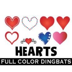 full-color hearts dingbats font