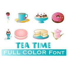 full-color tea party dingbats font