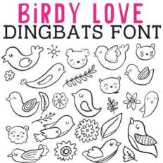 cg birdy love dingbats