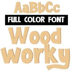 wood worky color font